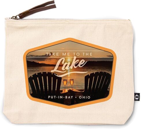 Lantern Press Put-in-Bay, Ohio, Take Me to The Lake, Sunset View, 100% Cotton Zipper Pouch, Travel Accessory, Go Bag in Saudi Arabia