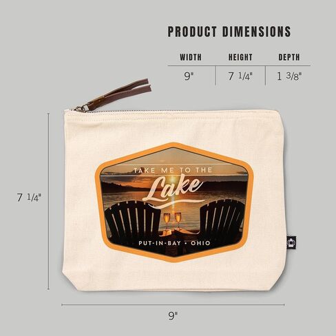 Lantern Press Put-in-Bay, Ohio, Take Me to The Lake, Sunset View, 100% Cotton Zipper Pouch, Travel Accessory, Go Bag in Saudi Arabia