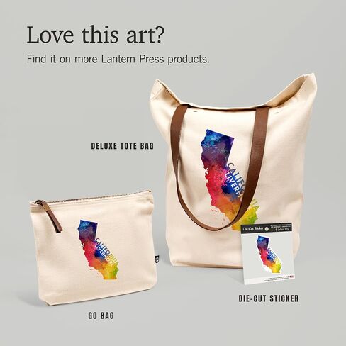 Lantern Press Livermore ، كاليفورنيا ، ألوان مائية مجردة بالولاية ، حقيبة سحاب من القطن بنسبة 100 ٪ ، ملحق السفر ، حقيبة الذهاب in Saudi Arabia