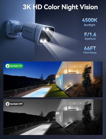 FOSCAM 3K 5MP Security Cameras Wireless Outdoor, 5GHz&2.4GHz WiFi Camera for Home Security, 120° FoV Outside Surveillance Cam, AI Human/Vehicle Detection, 66FT Color Night Vision, 120dB Siren, IP66 in Kuwait