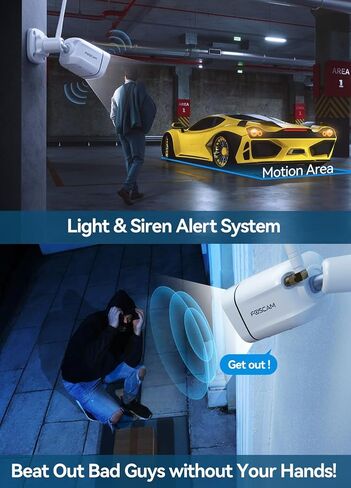 FOSCAM 3K 5MP Security Cameras Wireless Outdoor, 5GHz&2.4GHz WiFi Camera for Home Security, 120° FoV Outside Surveillance Cam, AI Human/Vehicle Detection, 66FT Color Night Vision, 120dB Siren, IP66 in Kuwait
