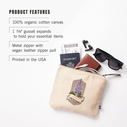 Lantern Press Vintage Flora, Lupine, 100% Cotton Zipper Pouch, Travel Accessory, Go Bag in Saudi Arabia