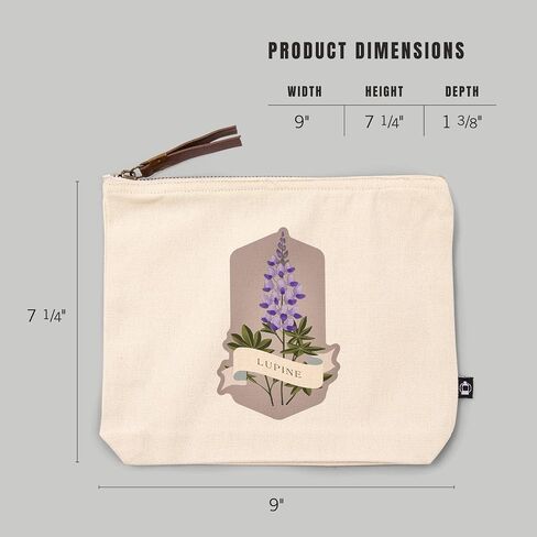 Lantern Press Vintage Flora, Lupine, 100% Cotton Zipper Pouch, Travel Accessory, Go Bag in Saudi Arabia