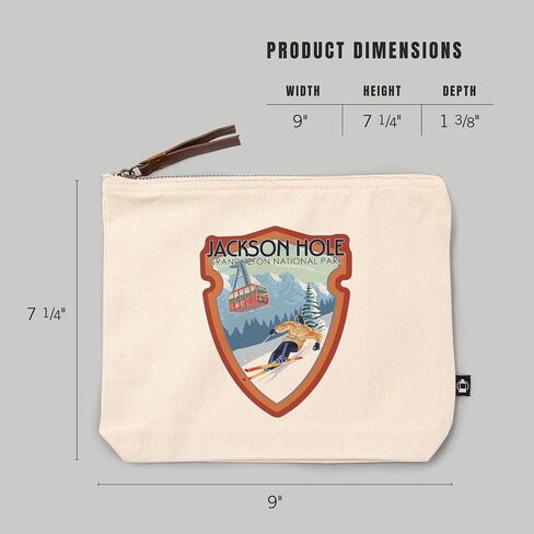 Lantern Press Jackson Hole, Wyoming, Grand Teton National Park, Skiing, 100% Cotton Zipper Pouch, Travel Accessory, Go Bag in Saudi Arabia