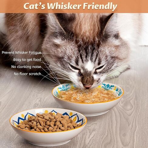 أوعية القطط غير القابلة للانزلاق، مجموعة أوعية طعام القطط الخزفية مع قاعدة من السيليكون، أطباق القطط الصديقة للطعام والماء، 3 عبوات من أطباق القطط العميقة اللطيفة لإطعام القطط الداخلية والقطط والكلاب الصغيرة in Kuwait