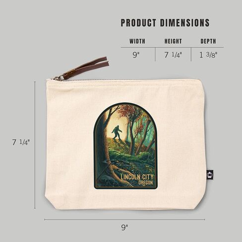 Lincoln City, Oregon, Wanderer, Bigfoot in Forest, 100% Cotton Zipper Pouch, Travel Accessory, Go Bag in Saudi Arabia