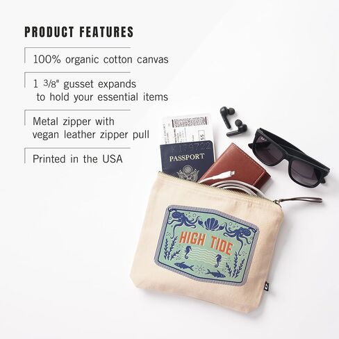 Lantern Press Dockside Series, High Tide, 100% Cotton Zipper Pouch, Travel Accessory, Go Bag in Saudi Arabia