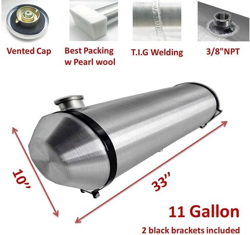JSD AUTO PARTS 11 Gallons 10" x33" Spun Aluminum Gas Tank / Fuel Tank 3/8" NPT Outlet End Fill in Saudi Arabia
