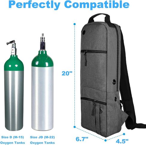 Portable Oxygen Tank Backpack Holder for Size D (M-15), Comfortable Medical Oxygen Cylinder Backpack Bag with Durable Straps, Size JD (M-22) Oxygen Bag for Travel - Easy to Carry (Black) in Kuwait