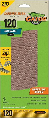 Gator 7178 Hook and Loop Very Fine 220-Grit Screen Drywall Sanding Mesh Sandpaper, 4.5 x 10.5 Inch, 4 Sheets in Kuwait