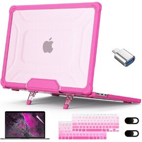 CISSOOK for MacBook Air 13 inch Case A2337 M1 A2179 A1932 with Touch ID 2021 2020 2019 2018 Release, Protective Heavy Duty Shockproof Hard Shell Case with Fold Kickstand & Keyboard Cover, Black