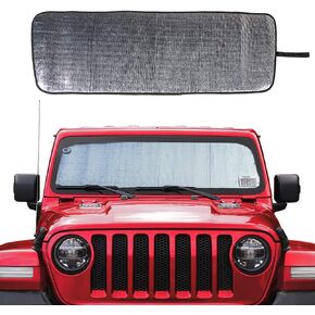 Savadicar Windshield Sun Shade for 2018-2024 Jeep Wrangler JL JLU & Gladiator JT, Sunshades Heat Shield, Aluminum Foil Triple Laminate Structure, Silver