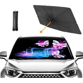Purple Galaxy Umbrella Sunshade for Car,Windshield Sun Shade Umbrella for Car SUV Trucks Front Window Block UV Rays Heat Keep Vehicle Cool,Foldable Umbrella Reflective Sunshade (57 x 31 in)