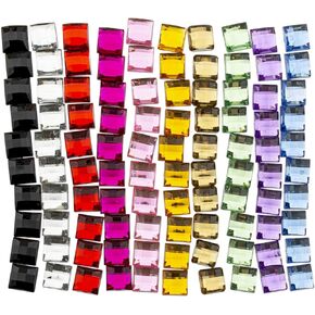 500pcs 12mm Square Assorted Color Rhinestones Value Pack
