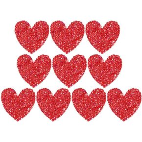 10pcs Rhinestone Applique Hot Fix Heart Shaped Crystals Patch for Shoes Bags Hats Clothes Jewelry Hair Accessories(Red)