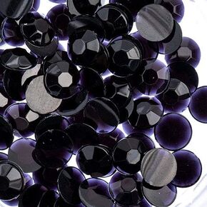 John Bead 1000 Pieces 6mm (SS28), Black AB, Acrylic Round Flat Back Rhinestones for Jewelry Making, DIY Crafts, Nail Art, Face Makeup, Clothes