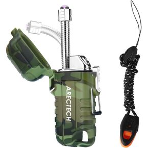 ARECTECH Electric Lighter Rechargeable Arc Lighter, Waterproof Plasma Lighter with Flexible Neck,Windproof Lighter Flameless for Candle Outdoor Camping (Black) in Kuwait