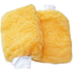 2pcs Extra Thick Multi-Fiber Sheepskin Lambswool Wash Mitts Car Home Cleaning Gloves (L)