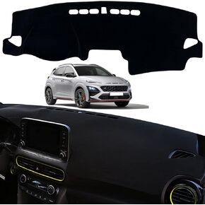Dashboard Dash Board Cover Mat Pad Carpet Non-Slip Custom Compatible with Kia Kona 2018-2023 Protector Sunshield (Black Trim)