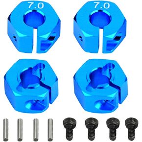 4PCS ShareGoo 12mm 7.0 Wheel Hex Drive Hub Adapter with Pins Screws Compatible with HSP HPI Redcat Tamiya Traxxas RC4WD D90 1/10 RC Car,Blue