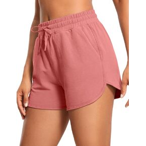 CRZ YOGA Women's Casual Sweat Shorts - 3.5'' Athletic Summer Comfy Cotton Lounge Shorts Gym Jersey Shorts with Pockets