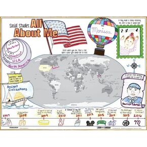 Really Good Stuff Ready-to-Decorate Social Studies All About Me Posters, 22" by 17" (Set of 24) – Fun Getting-to-Know-You Activity – Feature Students Throughout Year – Makes a Great Classroom Display