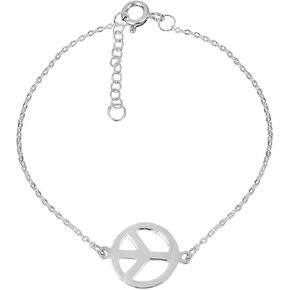 AeraVida 13mm Inspirational Peace Sign Hippie .925 Silver Bracelet | Silver Bracelet For Women | Inspirational Bracelet Silver | Sterling Silver Bracelet | Bracelets Jewelry Gifts