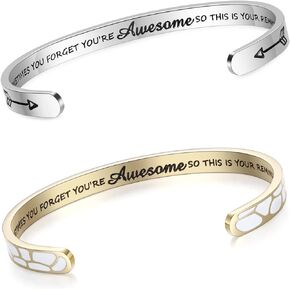 SAM & LORI Set of 2 Bracelets for Women Teens Sometimes You Forget - White and Gold