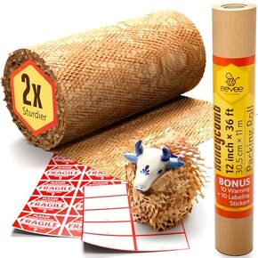 2-Pack Honeycomb Packing Paper For Moving 12" x 72’ Eco Friendly and Biodegradable Bubble and Foam Wrap Rolls Moving Wrapping Paper For Shipping Supplies