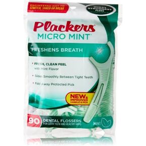 Plackers, خيط تنظيف الأسنان Micro Freshens Breath، 90 قطعة، بالنعناع، ​​عدد 1
