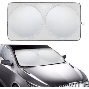 ASUBHA Car Windshield Sun Shade, 59''x27.6'' Car Shades for Front Windows Reflective Polyester Blocks Heat and Sun, Foldable Sun Shield Universal Car Interior Accessories Fits for Car Truck SUV