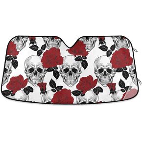 Funny Skull Car Windshield Sun Shade - Blocks UV Rays Sun Visor Protector, Sunshade to Keep Your Vehicle Cool and Damage Free, Easy to Use, Fits Windshields of Various Sizes