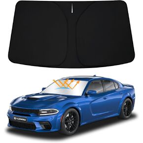 D-Lumina Front Windshield Sun Shade for 2011-2023 Dodge Charger, Foldable Front Window Sunshade Sunshade Sun Visor for UV Rays & Sun Heat Protection Interior Accessories