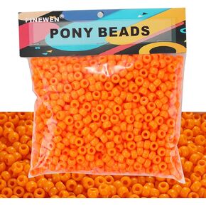 Black Pony Beads(1200Pcs 6x9mm) Hair Beads,Pony Beads Bulk,Beads for Bracelets Making,Beads for Hair Braids (Black)