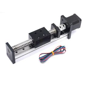 Zeberoxyz 1pcs Linear Rail Guide Ballscrew SFU1605 with Square Linear Rails with NEMA17 Stepper Motor, 100mm Effective Stroke Length for DIY CNC Router Parts X Y Z Linear Stage Actuator(Size:100mm)