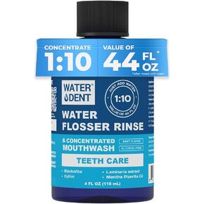 Water Flosser Rinse, IRRIGANT, Concentrate Mouthwash 1:10 = 44 fl.oz, Travel Size, Add to Water Flosser, Mint Flavor, Alcohol Free, Fluoride Free