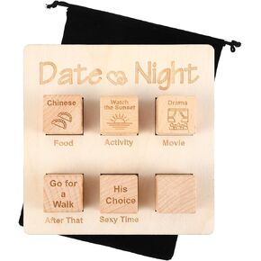 تاريخ الليل النرد للأزواج، ألعاب النرد زوجين مضحكة للبالغين له، مجموعة النرد تاريخ خشبي زوجين قرار النرد هدية عيد الحب in Kuwait