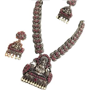Indian Women Silver Oxidized Necklace Set Bohemian Charm Necklace Set Designer Fashion Jewelry Wedding Wear Gift