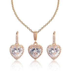 Crystal Wedding Bridal Jewelry Set Teardrop Pendant Necklace Drop Dangle Earrings Set for Bride Bridesmaids Mother of Bride Prom Party Formal Jewelry Set for Women