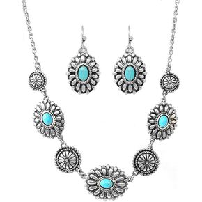 Rosemarie & Jubalee Women's Cowgirl Chic Natural Howlite Stone Center Concho Western Jewelry Gift Set