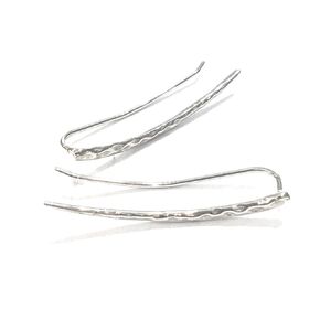 Earrings Sterling Silver Ear Climbers Long Curved Bar Studs