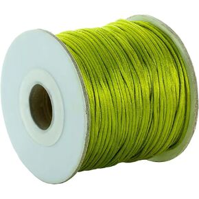 80 Yards 1.5mm Yellow Rattail Satin Nylon Trim Silk Cord Beading String Chinese Knotting Cord Macrame Thread Cord for Necklace Bracelet Braided Jewelry Making
