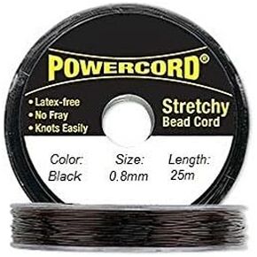 Powercord Elastic Cord Black 0.8mm Diameter 27.3 Yards / 25 Meters
