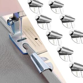 مجموعة أدوات الخياطة العالمية مكونة من 8 قطع، قدم مطرقة ذات حاشية ملفوفة لآلة الخياطة 3-10 مم، ملحق حاشية لفات، قدم حاشية صناعية منزلية منحنية، ملحقات وأدوات الخياطة in Kuwait