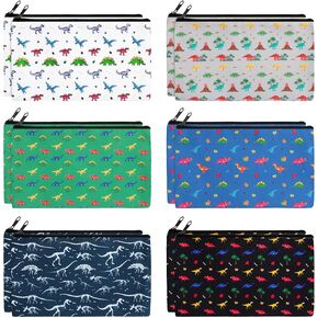 Ctosree 12 Pcs Pencil Case Pouch for Kids Boys Girls 8.3 x 4.7 inches Cartoon Dinosaur Pencil Pouch Students Stationery Cosmetic Bag Makeup Pouch for Teens School Office Supplies Birthday Christmas