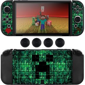 حافظة واقية DLseego Pika لجهاز Switch New Model، حافظة غطاء لطيفة قابلة للإرساء لجهاز تحكم Pika Joycon مع 4 قطع من أغطية مقابض الإبهام - مفتاح أصفر