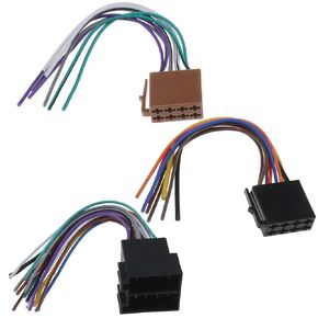 A Set of 16 Pin ISO Male Adapter Cable and Female Adapter Cable ISO Car Audio Wiring Harness Radio CD Tail Cable Connector