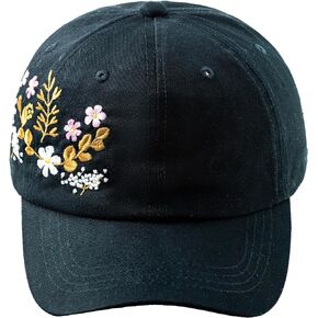 Embroidery Floral Baseball Cap for Men and Women - Adjustable Unisex Dad Hats Colorful Flowers Outdoor Hip Hop Caps,Black 2024
