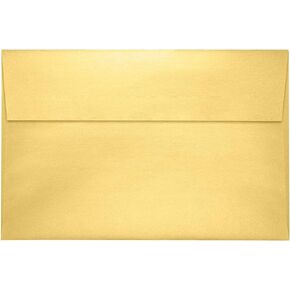 LUXPaper A9 Invitation Envelopes | Peel & Press | 5 3/4" x 8 3/4" | Gold Metallic | 80lb. Text | 50 Qty