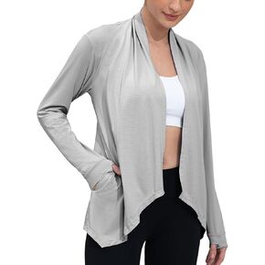 Women's UPF50+ Summer Cardigan Lightweight Sun Shirt Wrap with Pocket Long Sleeve UV Protective Travel Casual